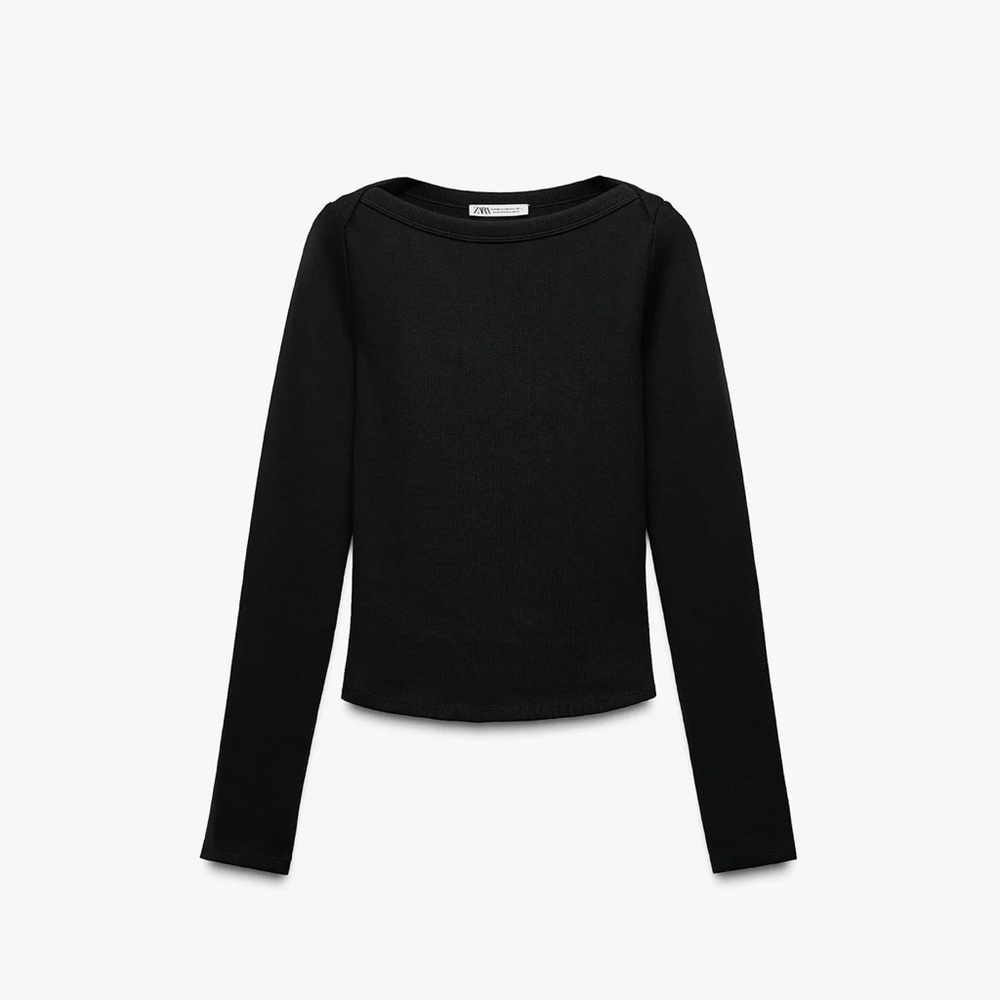Zara boatneck rib shirt